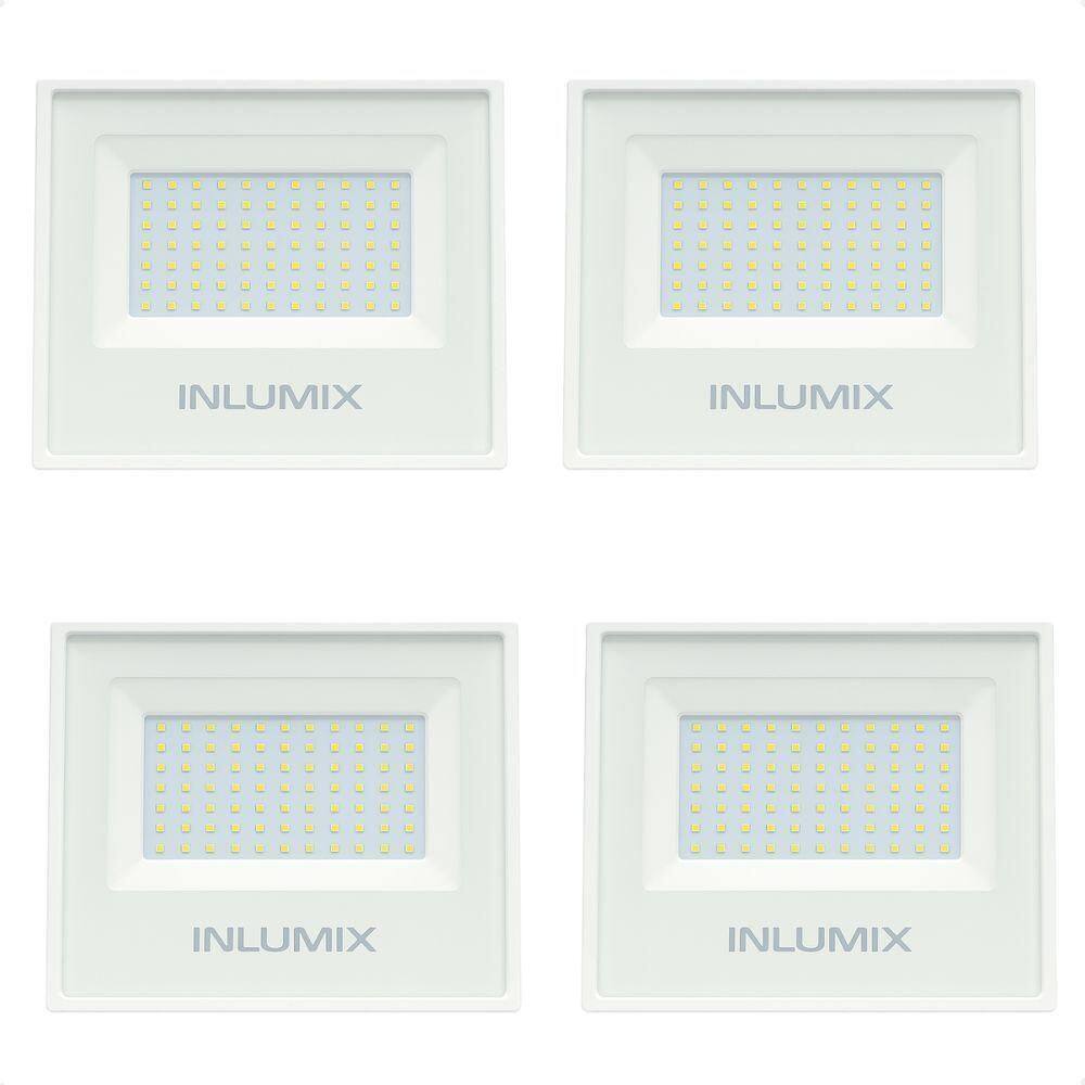 Kit 4 Refletor Holofote De Led 50w Branco Frio 6500k Branco 110/220v