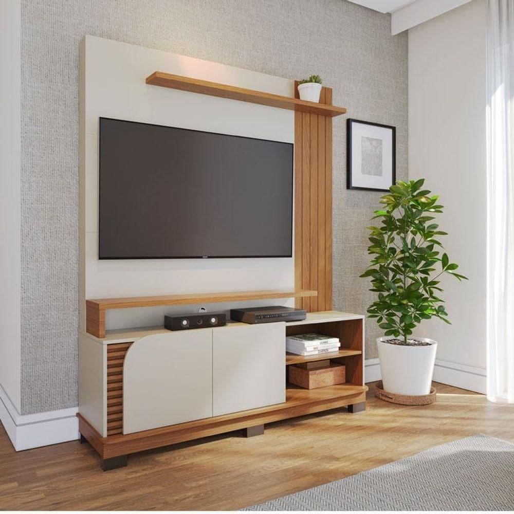 Estante Home Theater Ambiente Jurerê Off White Matte Freijó – Colibri