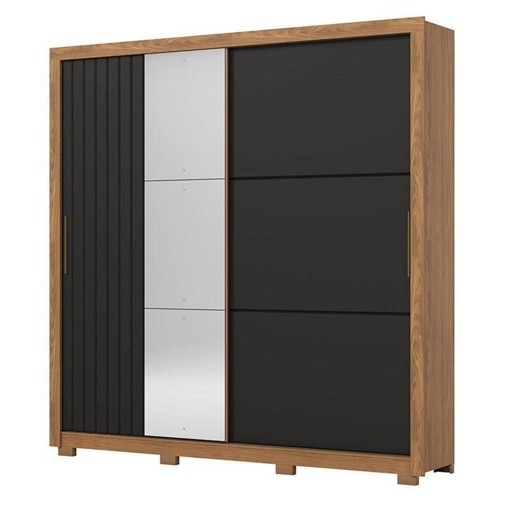 Guarda Roupa Casal Vasti 2 Portas Nature Preto – Henn