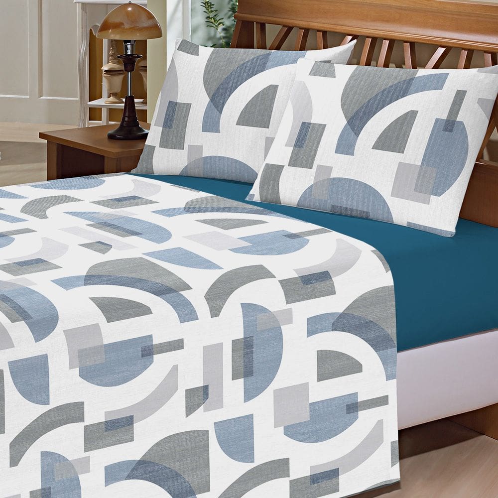 Jogo de Cama Lençol Casal 4 Peças 150 Fios Antialérgico Camesa