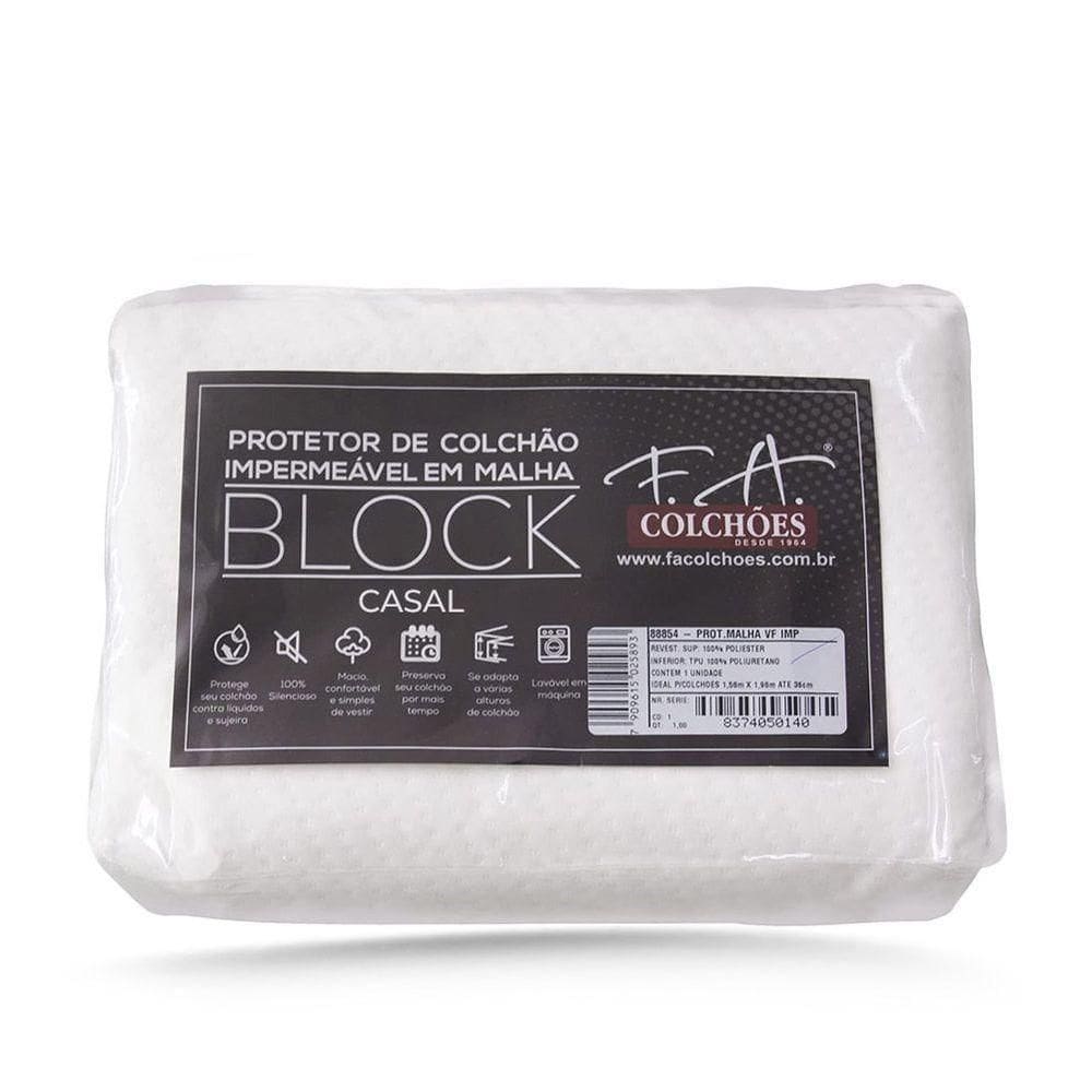 Protetor De Colchão Impermeável Malha Block - Casal 138x188x36
