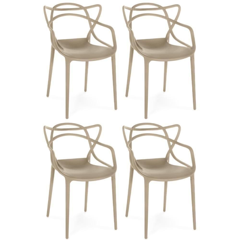 Kit 4 Cadeiras De Jantar Allegra Prática Empilhável - Nude