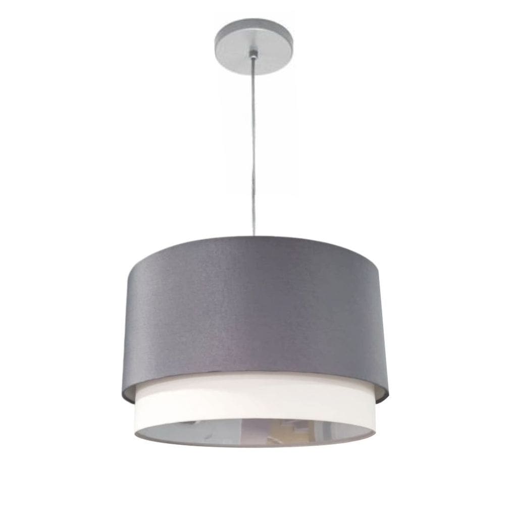 Lustre Pendente Cilíndrico Vivare Md-4383 Cúpula em Tecido 45x25cm - Bivolt
