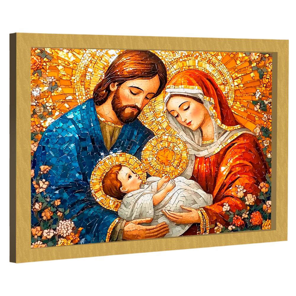 Quadro Decorativo Maria, José e Jesus em Mosaico