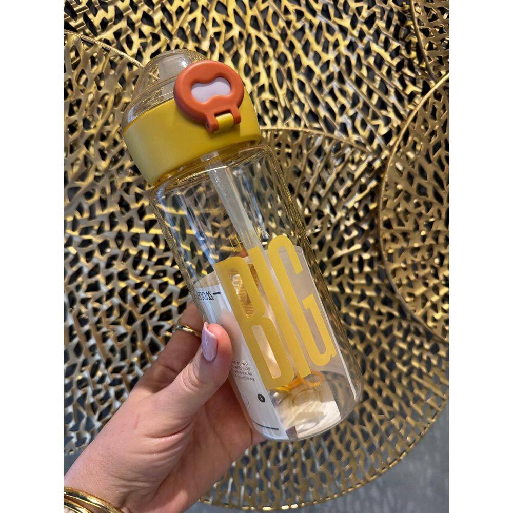 Garrafa Squeeze De Policarbonato Amarela 600Ml