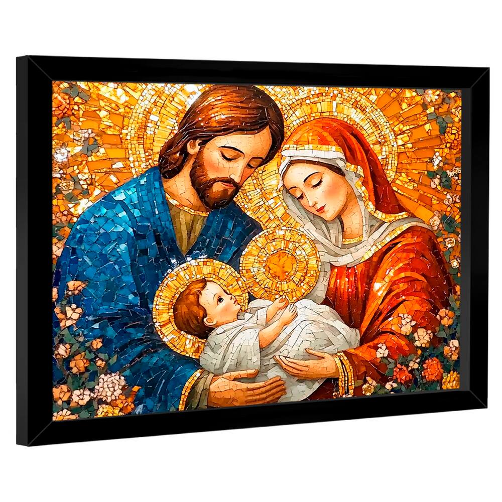 Quadro Decorativo Maria, José e Jesus em Mosaico