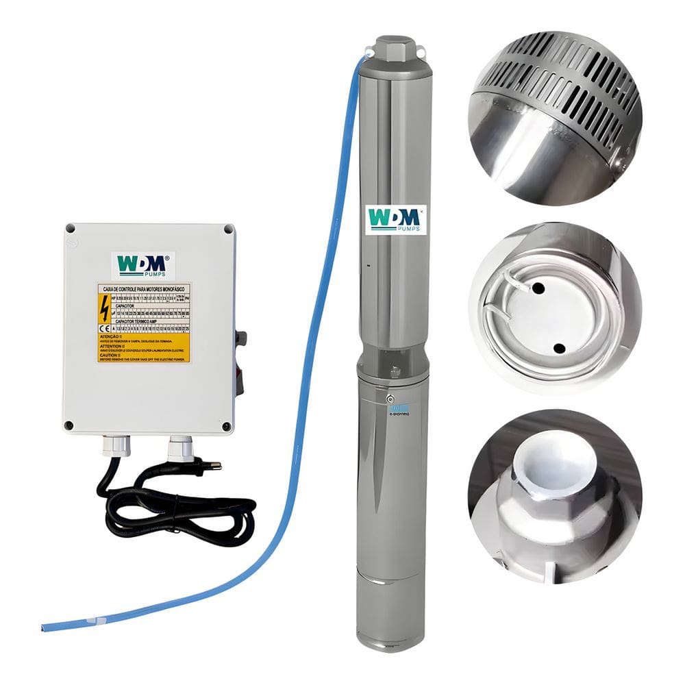 Motobomba Caneta Sub Poço Alta Vazão 7.200 L/h 3,0cv 220v Painel