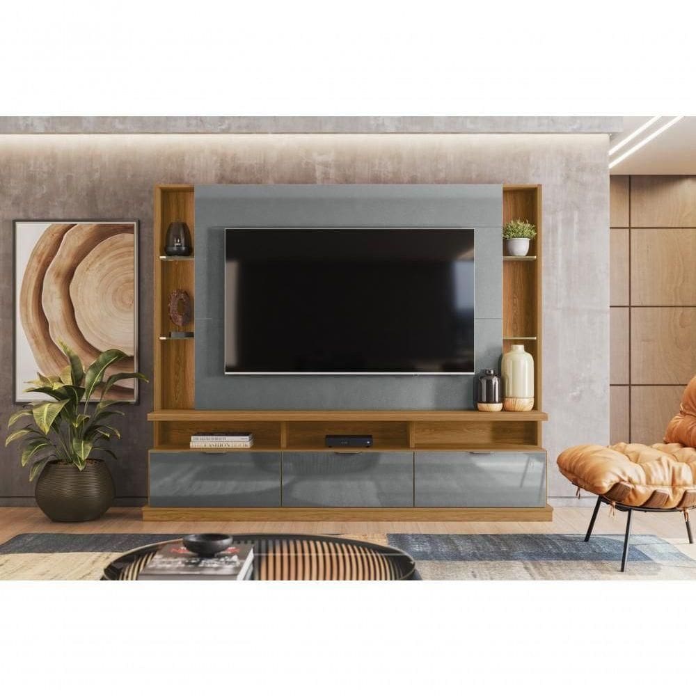 Home Bilbao 2024 Painel Para Tvs Até 70 Polegadas 3 Portas Jequitiba Cinza Perolizado Lukaliam
