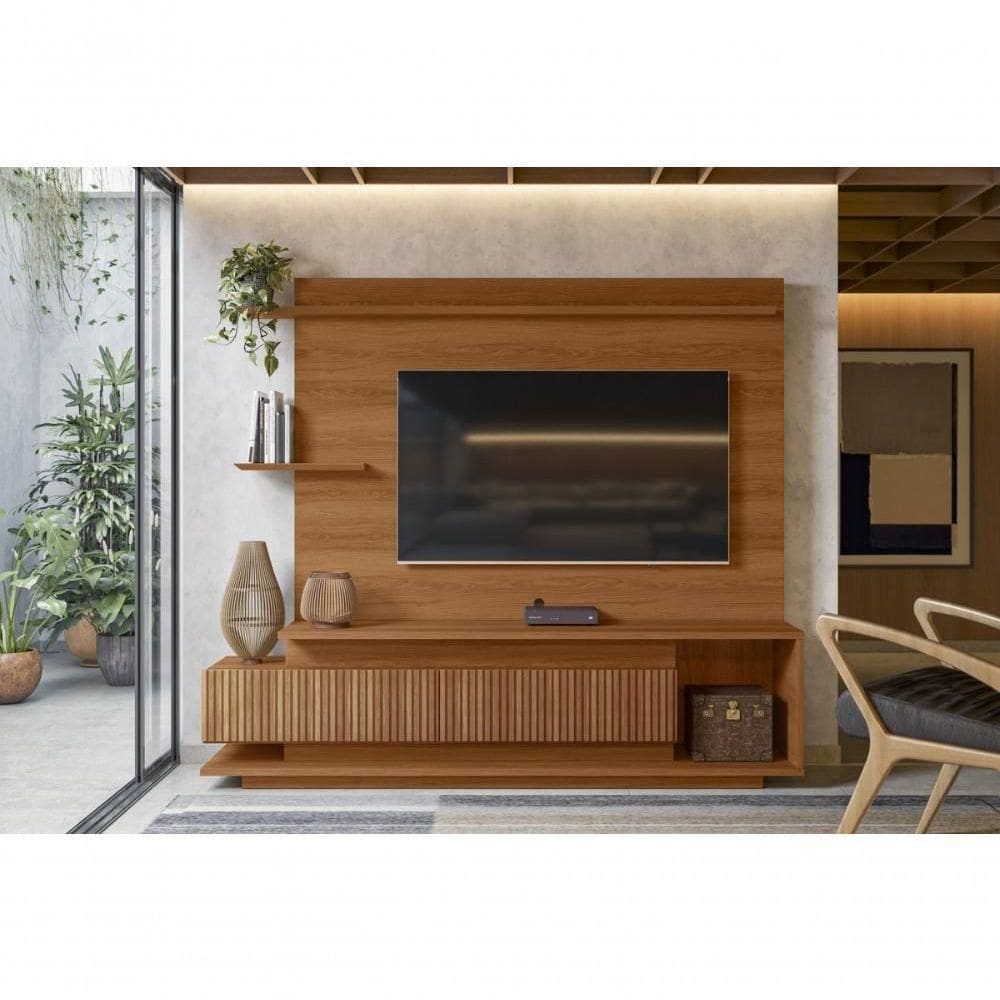 Home Istambul Painel Para Tvs Até 65 Polegadas 2 Portas Jequitiba Ripado Lukaliam