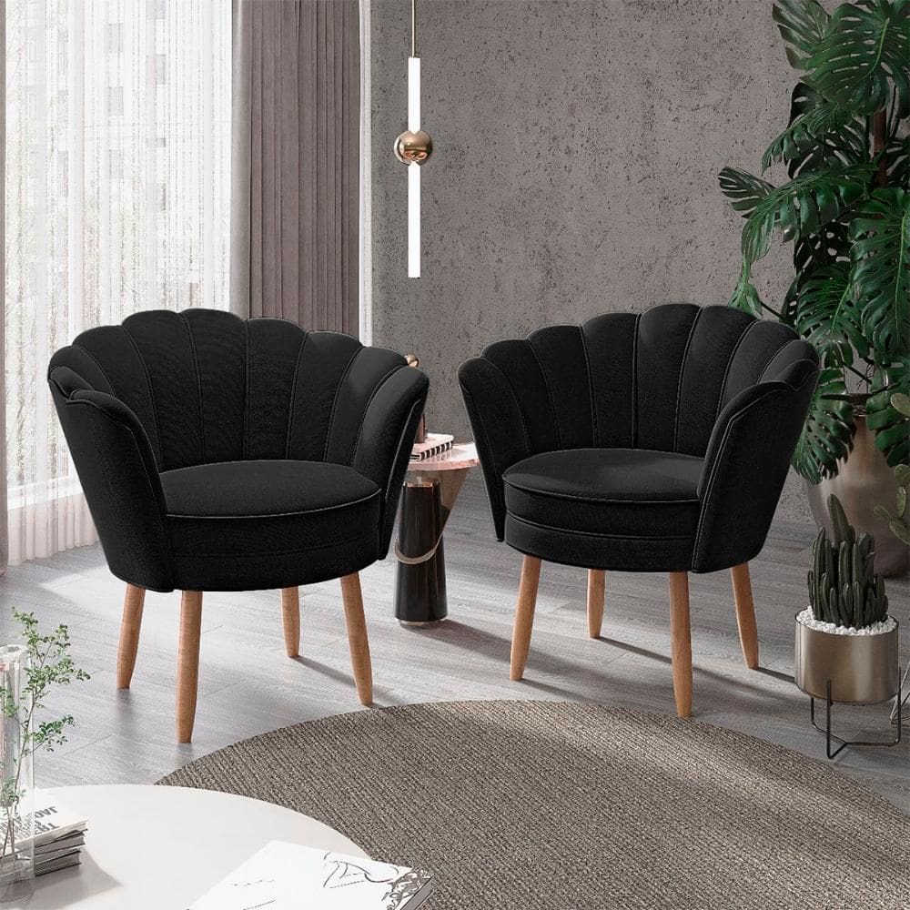 Kit 2 Poltronas Flor Veludo Luxo Sala Quarto - Balaqui Decor