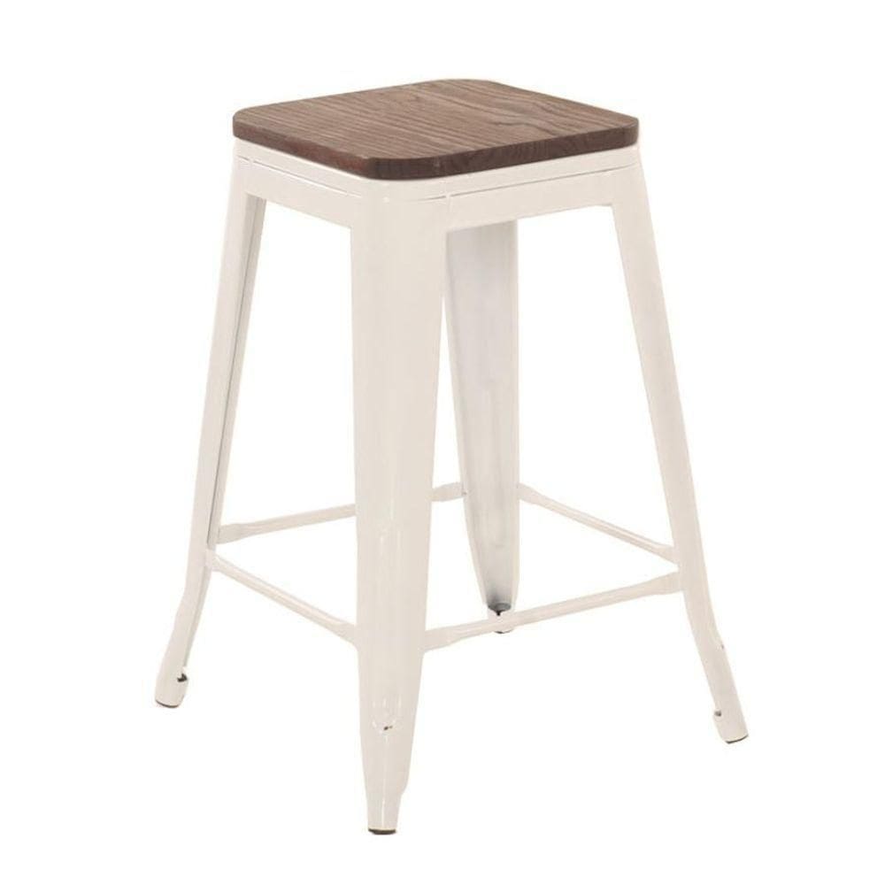 Banqueta Média Iron Tolix Rústica Escura 61 Cm Branco