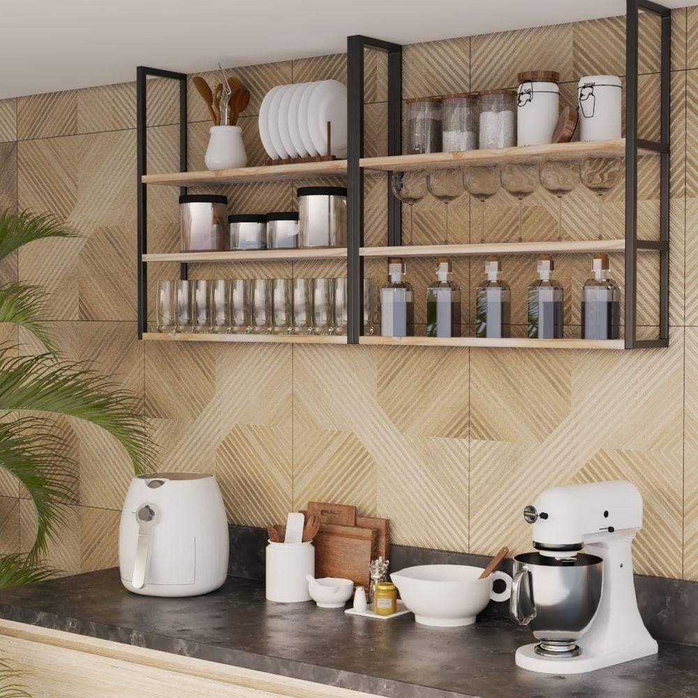 Suporte Preto Moderno Flutuante P/ Decorar 100x20cm