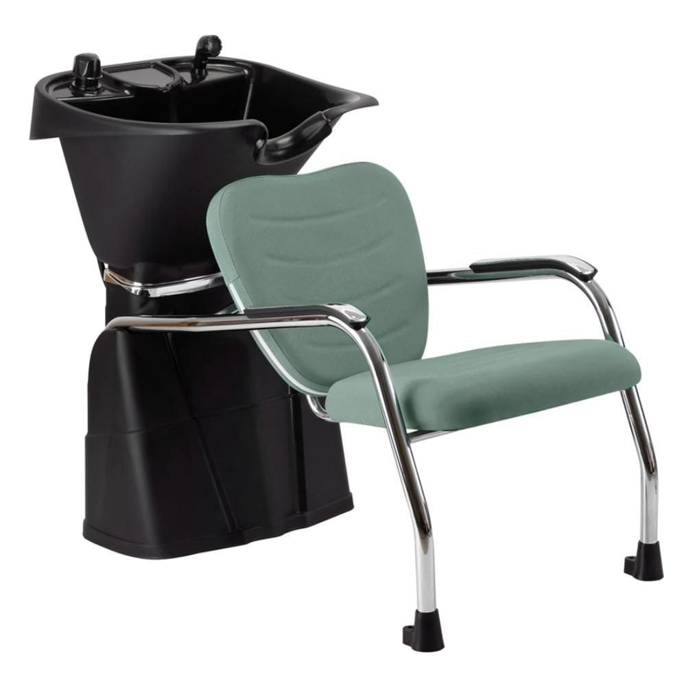 Lavatório de Cabelo com Cuba Reclinável Dompel Top Salão de Beleza e Cabeleireiro Preto/Verde