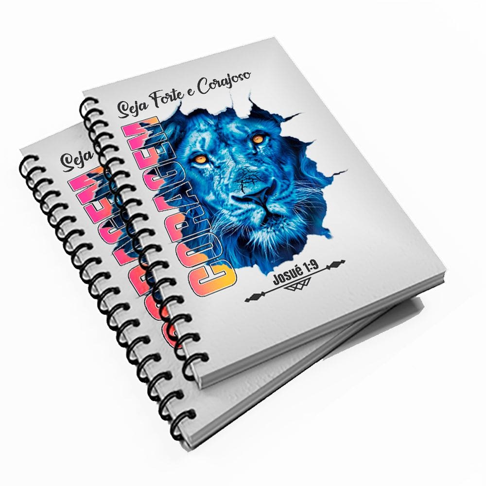 10 Cadernetas Evangélica 48 fls Seja Forte e Corajoso