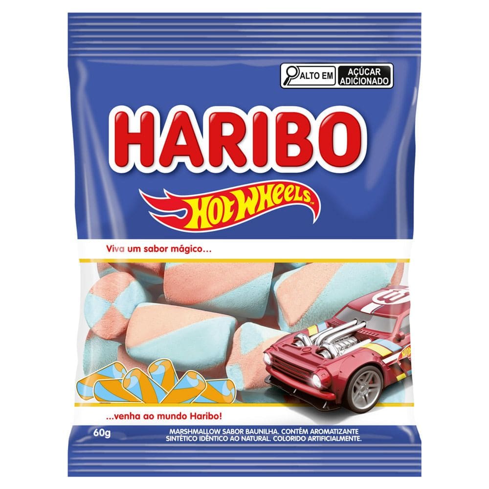 Marshmallows Haribo HotWheels Sabor Baunilha 60g