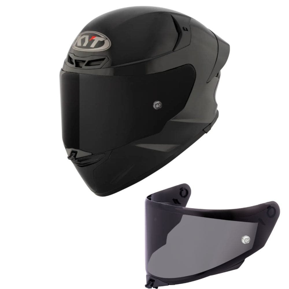 Capacete KYT TT Revo Plain Preto Brilhante Mais Viseira Fumê