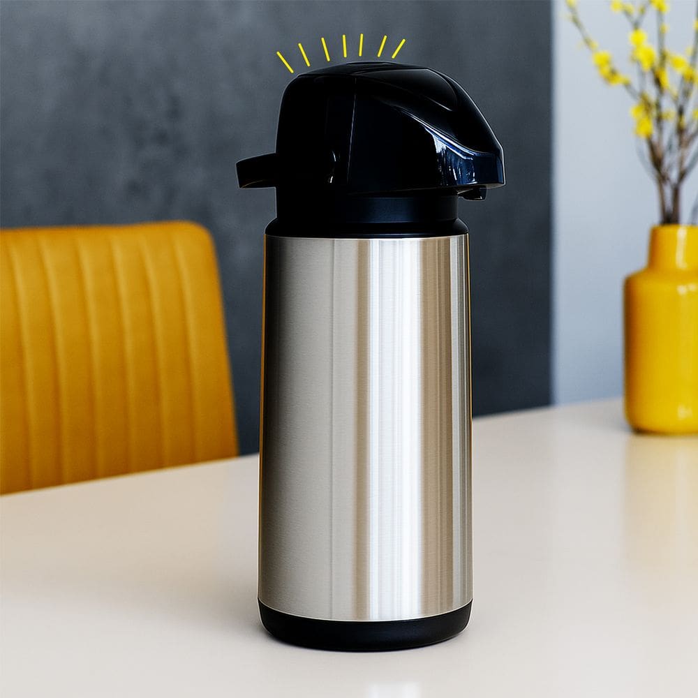 Garrafa Térmica 100% Em Inox Ampola De Vidro 1.8 Litros Quente e Frio Acionamento Por Pressão