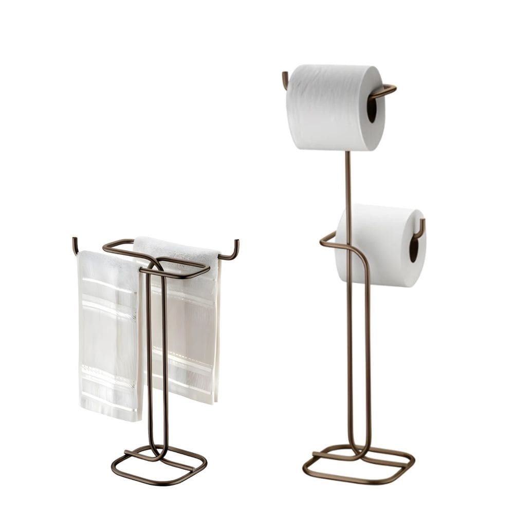 Kit Banheiro Suporte Toalha De Rosto + Porta Papel Higiênico Duplo Cor Café - Future