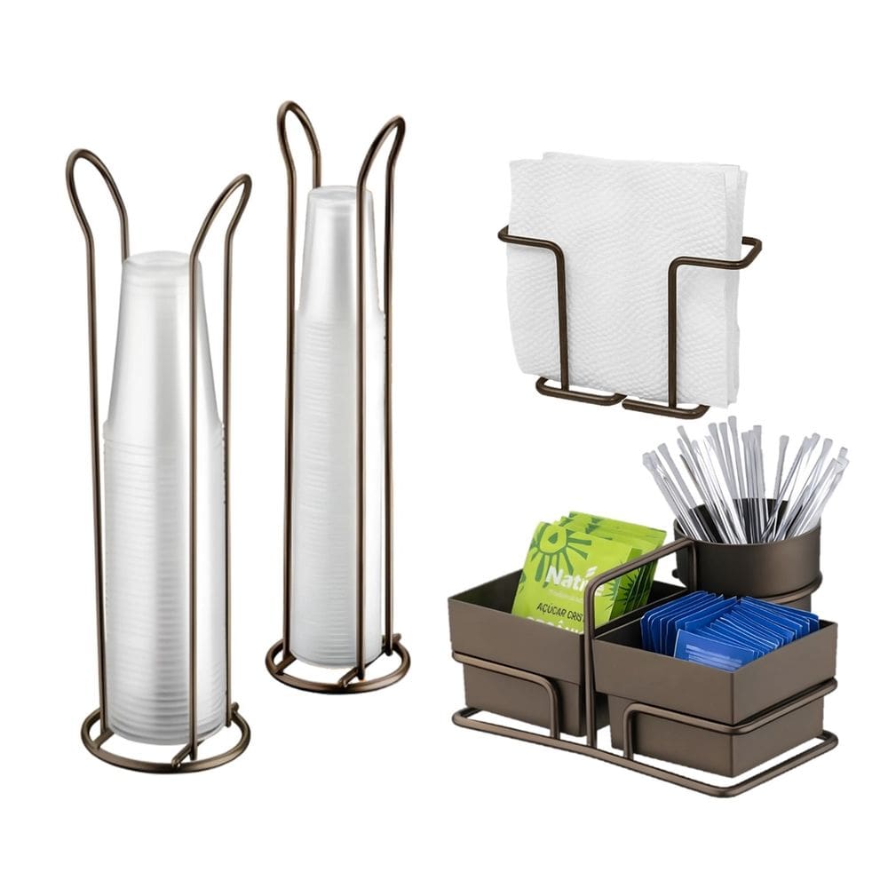 Kit 4 Peças Porta Sachês Copos 50/80/200ml Suporte Guardanapos Cor Café - Future