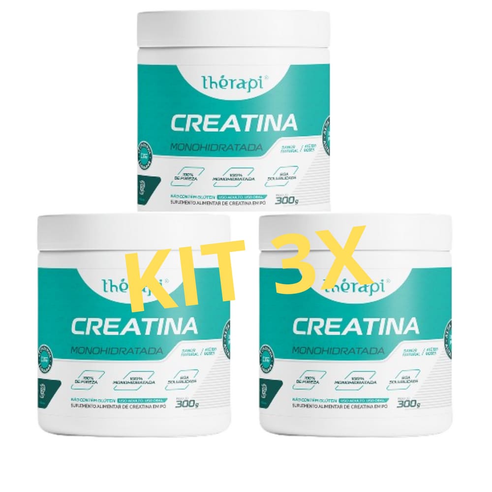 Creatina Monohidratad Therapi 100% Pura 300G S/ Sabor Kit C3