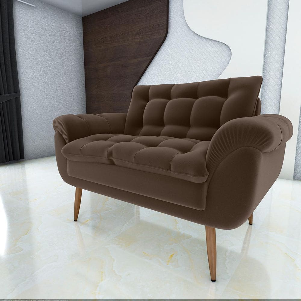 Poltrona Decorativa Xangai 2 Lugares Veludo Marrom - Matrix