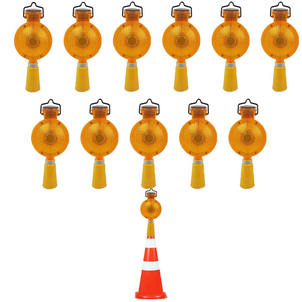 Sinalizador Viario Solar Kit 12 Uni Cone Estrada Obra Luz Automatica Sinalizaçao