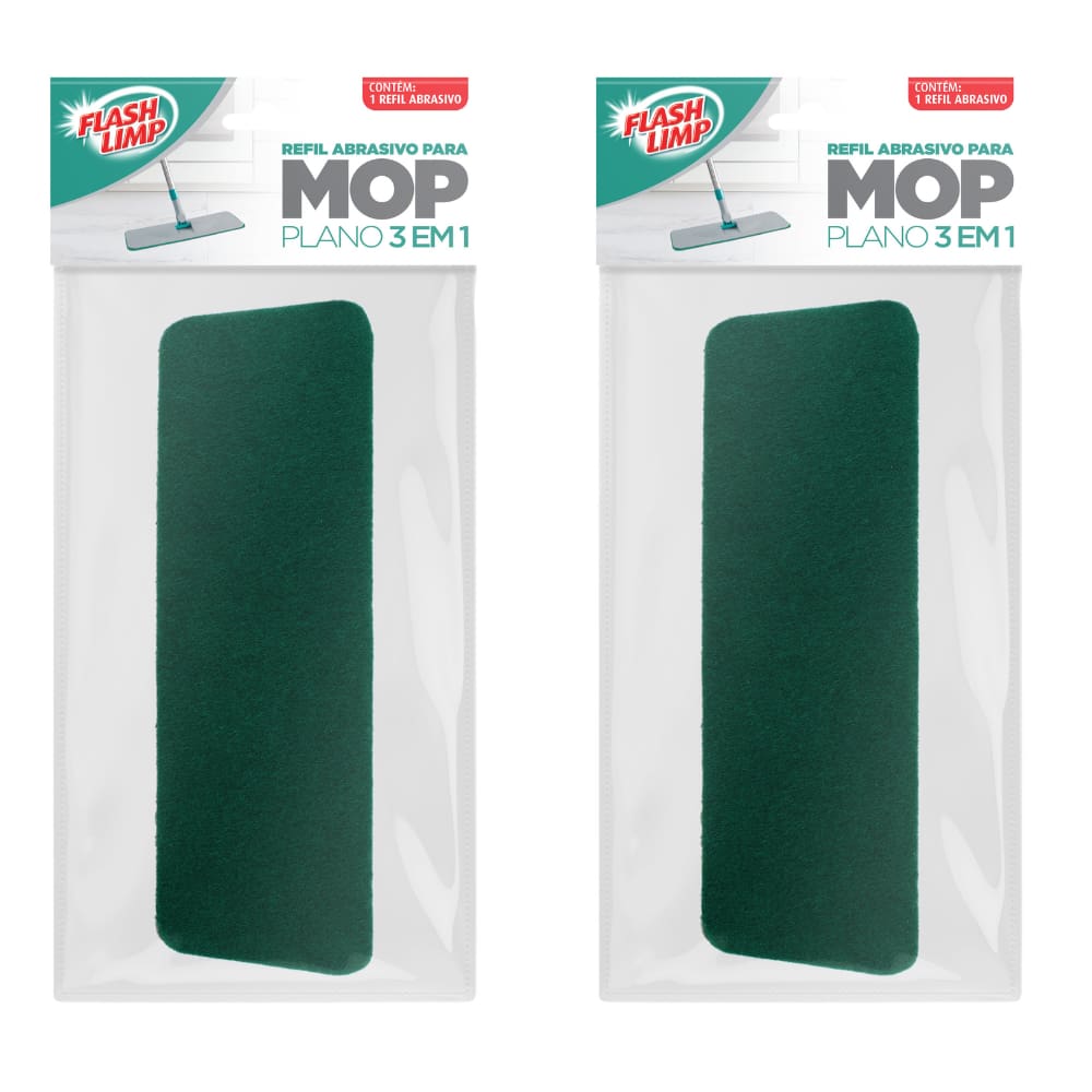2 Refis Para Mop Plano 3 em 1 Abrasivo RMOP0631 Flashlimp