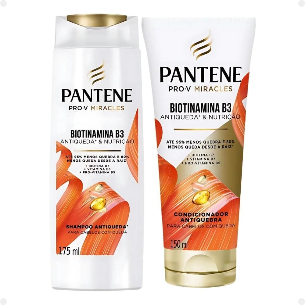 Kit Pantene Biotinamina B3 Antiqueda e Nutrição: Shampoo 175ml e Condicionador 150ml