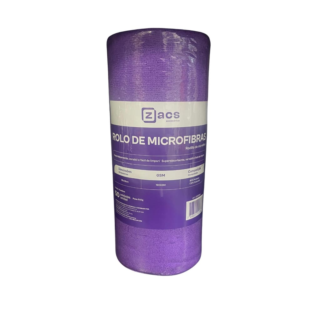 Rolo de Microfibras Reutilizáveis 29x29cm 50un Zacs
