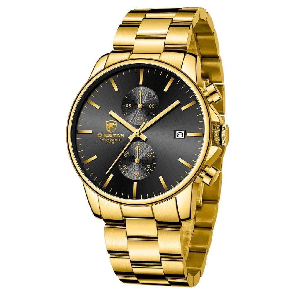 Relógio GOLDEN HOUR masculino, moderno e casual, cronógrafo preto