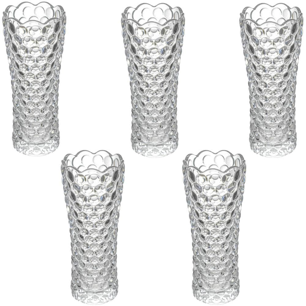 Kit 5 Vasos Bubble de Vidro Lyor 7x17cm para Flores Planta Decorações Redondo Incolor