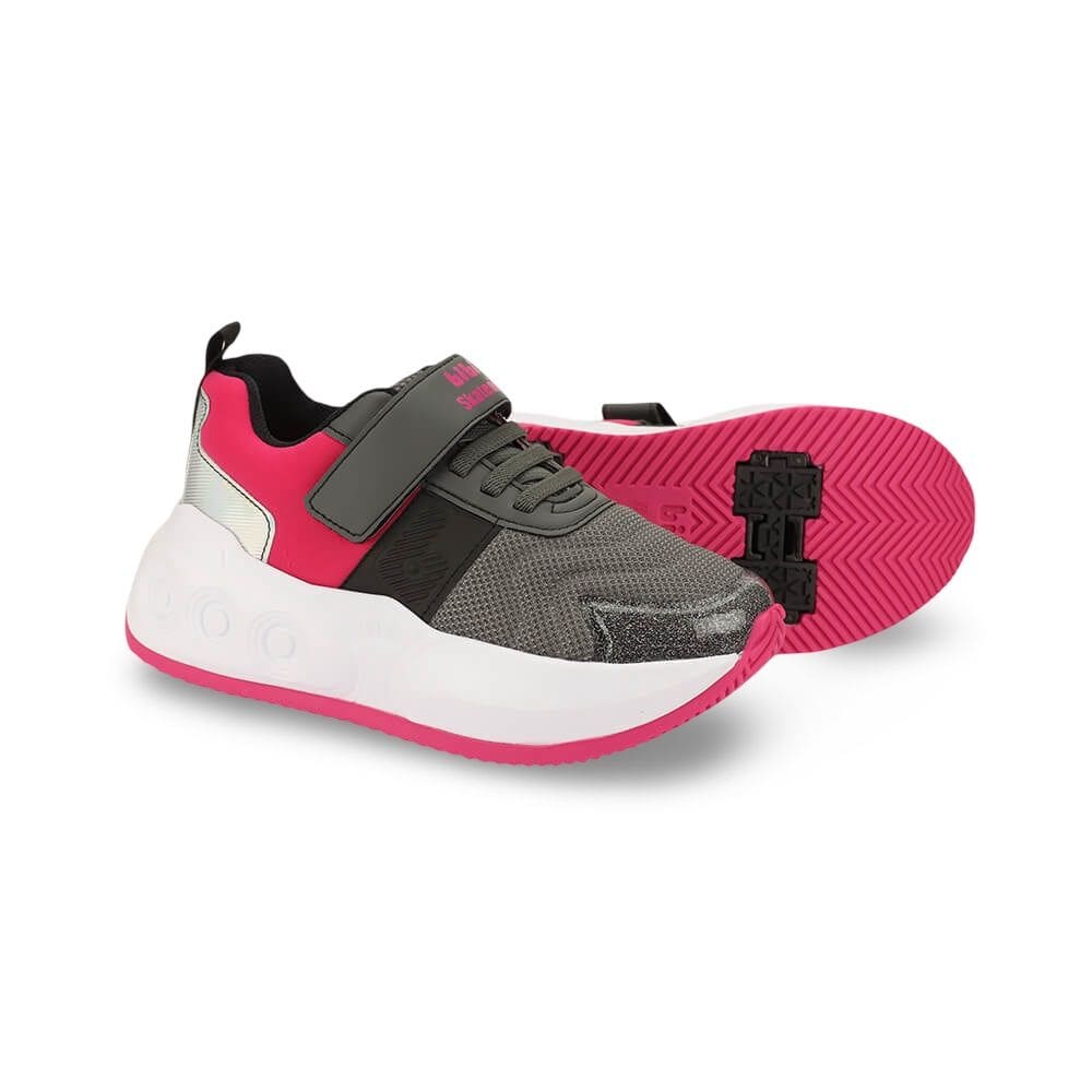 Tênis Infantil Menina Bibi com Rodinhas Skatenis Preto com Pitaya