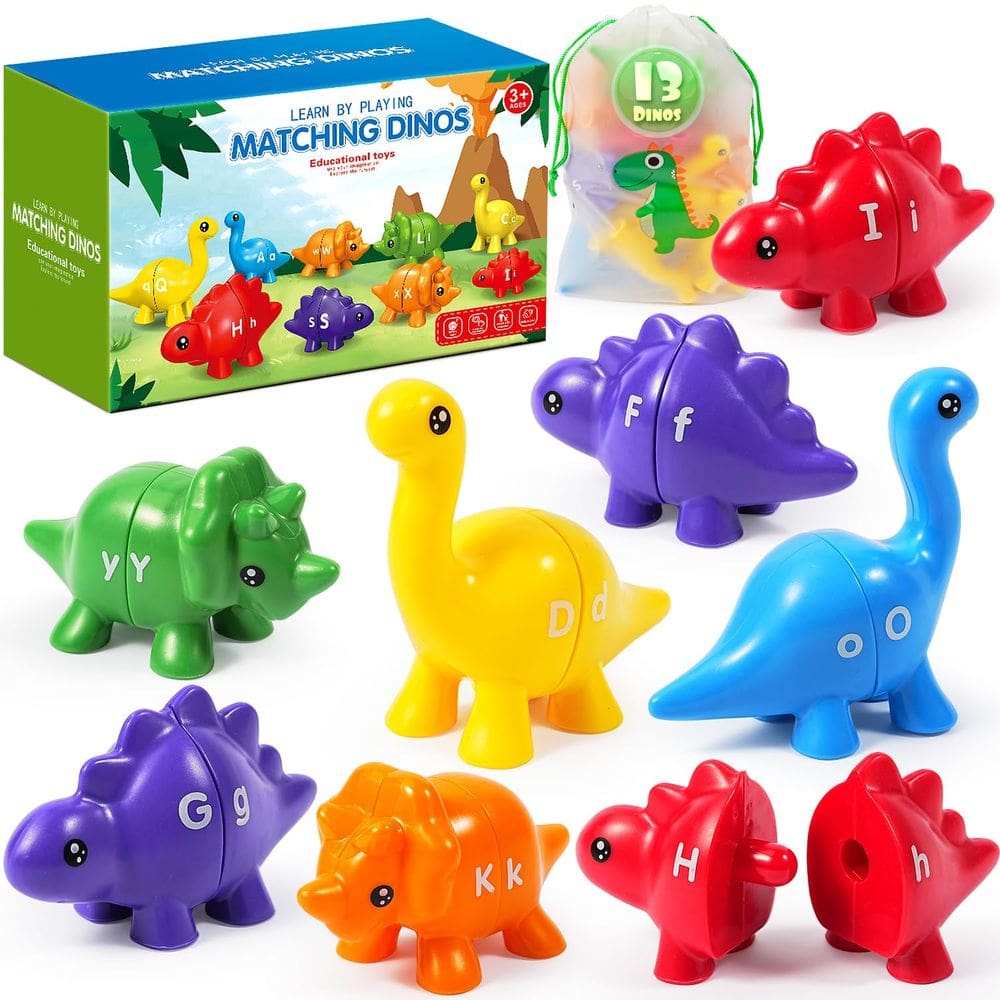 Brinquedo de dinossauro CPSYUB com letras correspondentes ao alfabeto para crianças de 3 a 5 anos