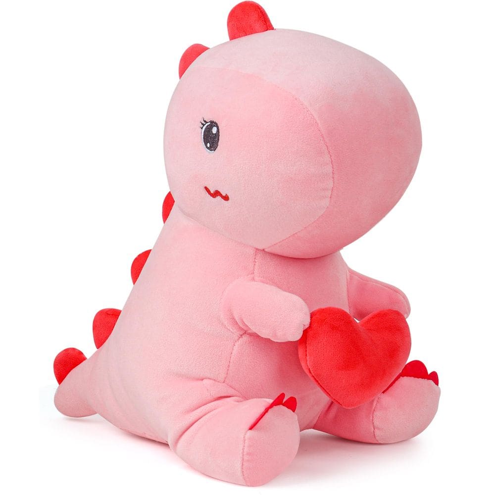 Brinquedo de pelúcia, dinossauro, pelúcia, rosa, 30 cm com coração de amor