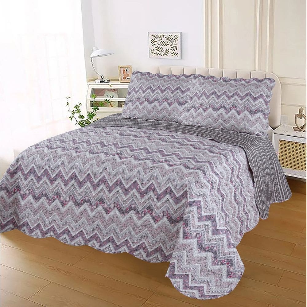 Jogo Colcha Cobre Leito Estampada Dupla Face Casal Ultrassonic 220x240cm - Colcha Caruaru