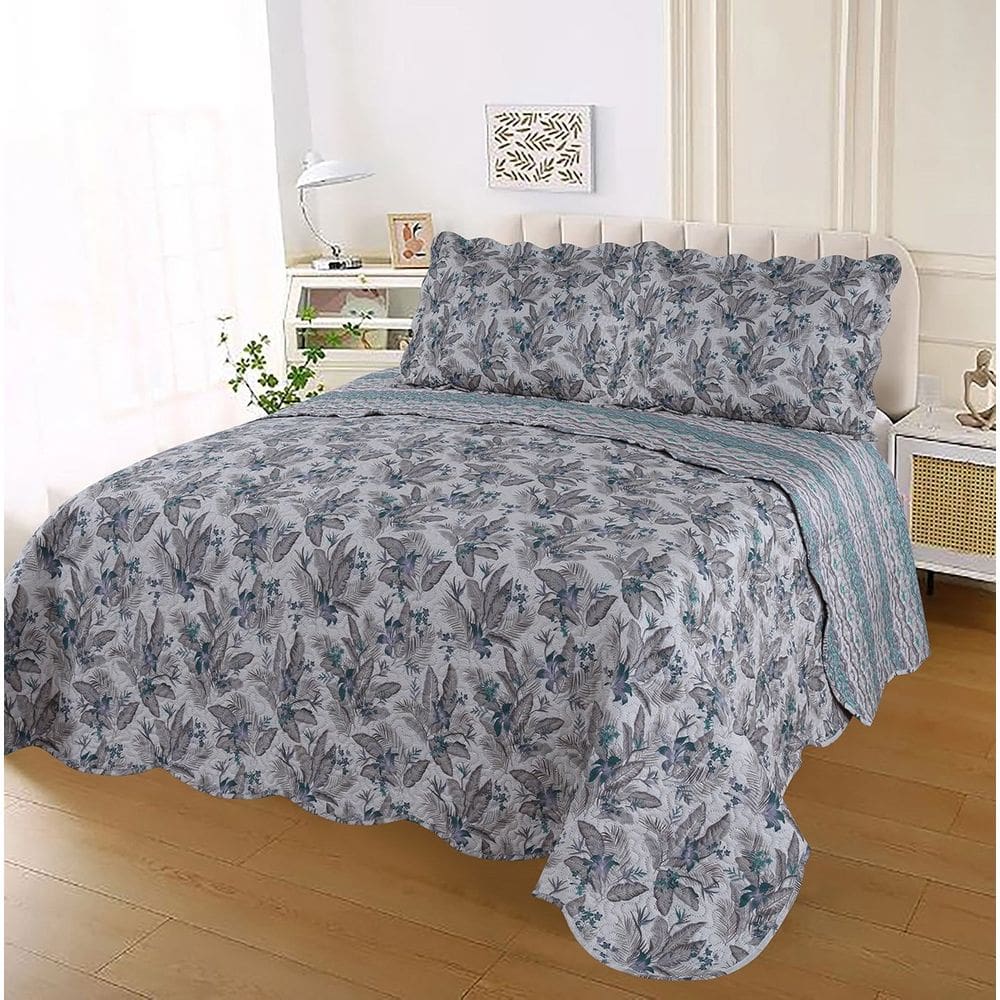 Jogo Colcha Cobre Leito Estampada Dupla Face Casal Ultrassonic 220x240cm - Colcha Ilhéus