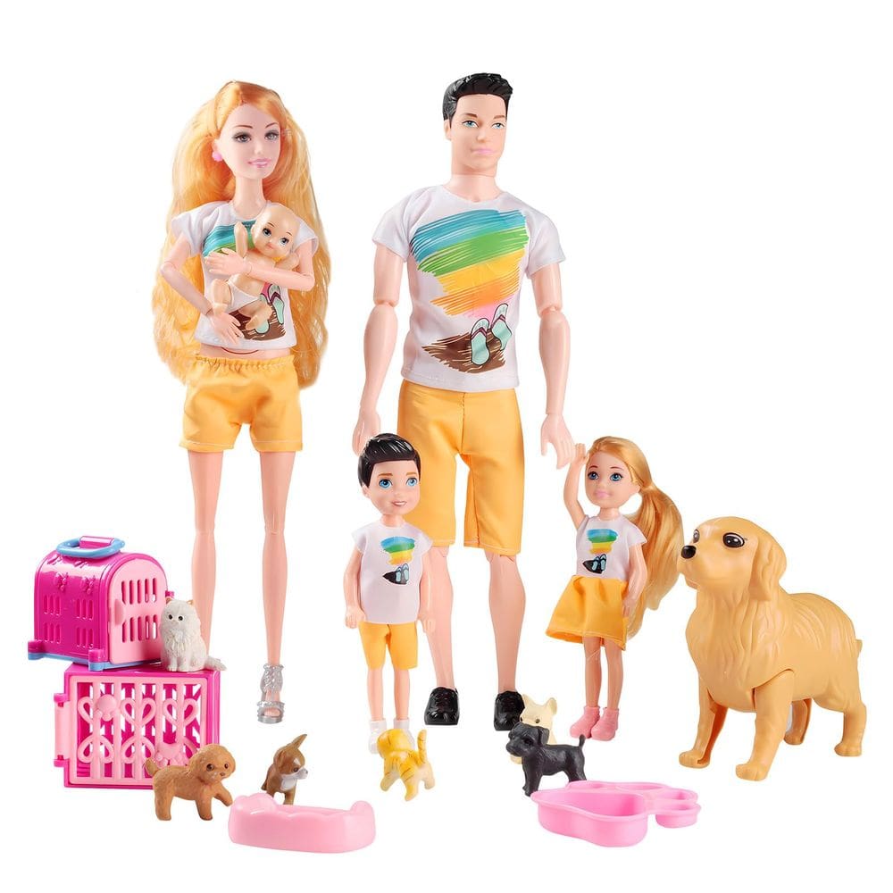 Conjunto de bonecas familiares Familydolls com animais de estimação Dollhouse de 3 a 12 anos