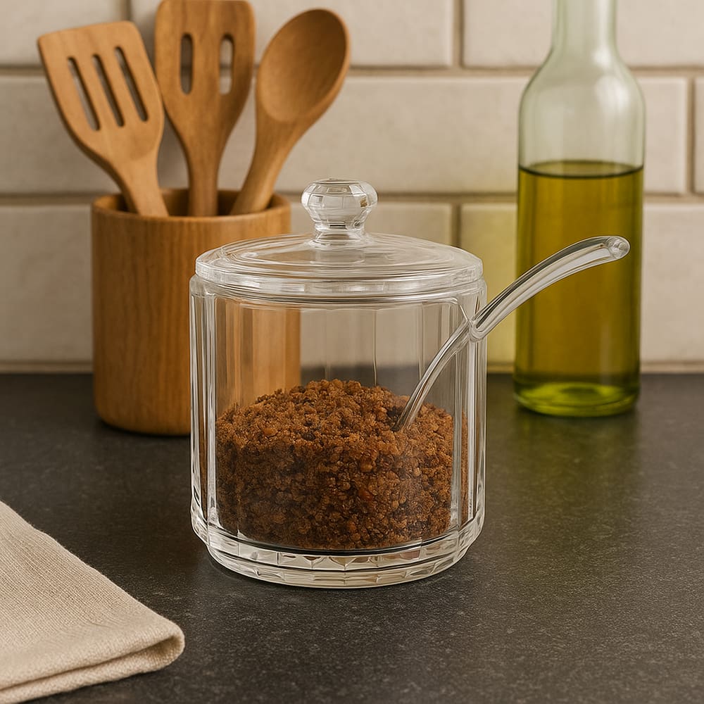 Açucareiro Porta Açúcar de Plástico c/ Tampa e Colher 200ml - Flavors