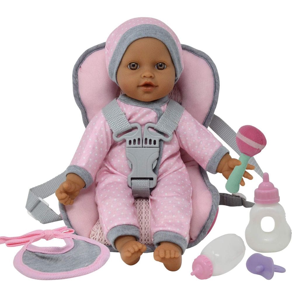 Suporte de assento de carro Travel PlaySet Doll com boneca de corpo macio de 30 cm