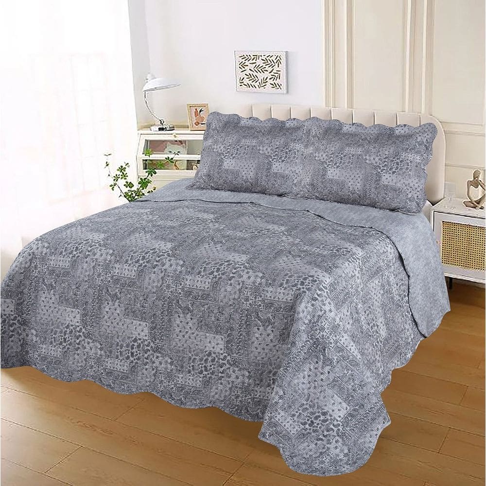 Jogo Colcha Cobre Leito Estampada Dupla Face Casal Ultrassonic 220x240cm - Colcha Boituva