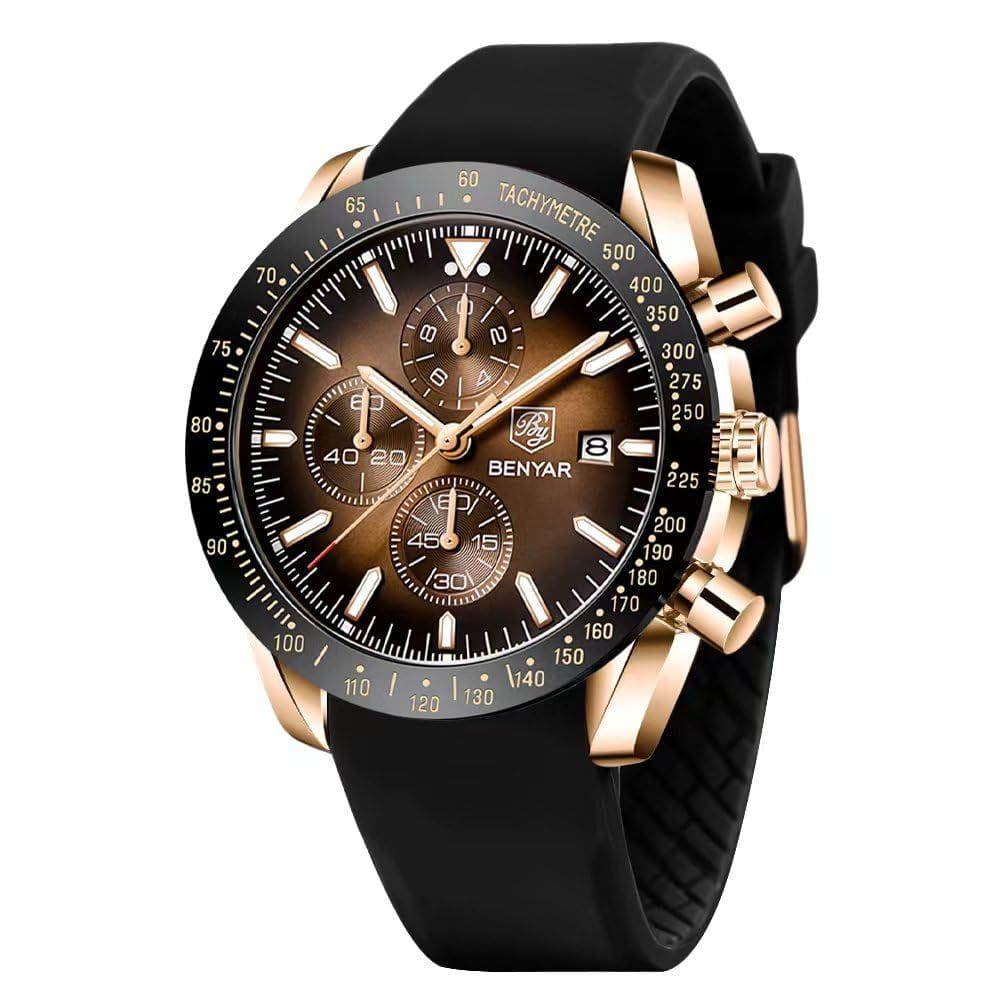 Relógio BY BENYAR Analog Quartz Chronograph 30m à prova d`água para homens