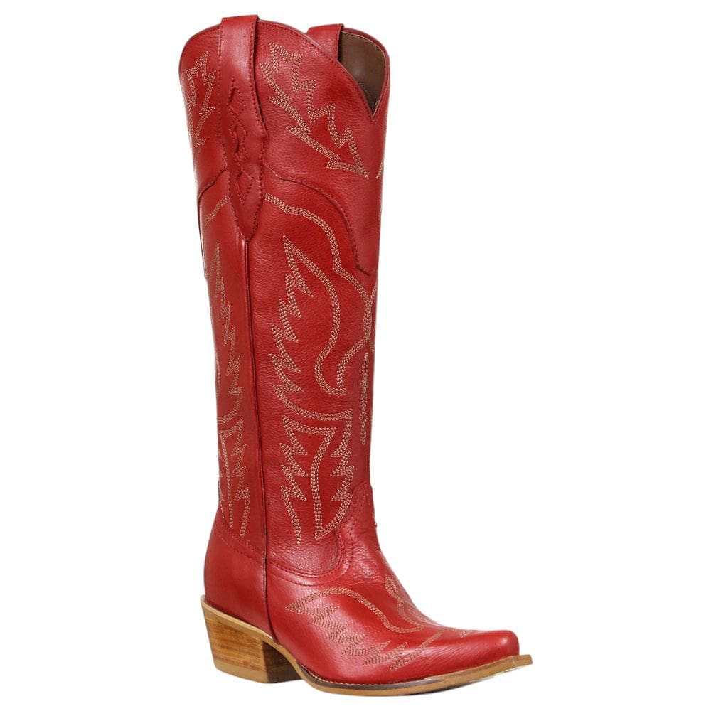 Bota Texana Feminina Bico Fino Vermelha Cow Way 38122