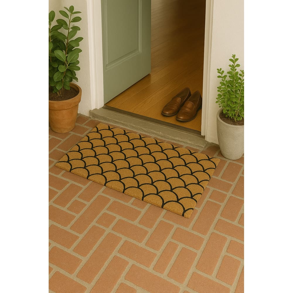 Capacho Retangular Fibra De Coco Base PVC 70x33cm  - Escamas