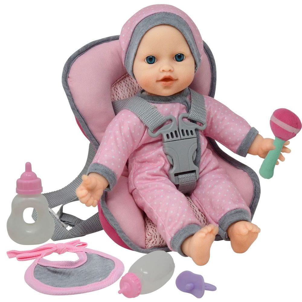 Suporte de assento de carro Travel PlaySet Doll com boneca de corpo macio de 30 cm