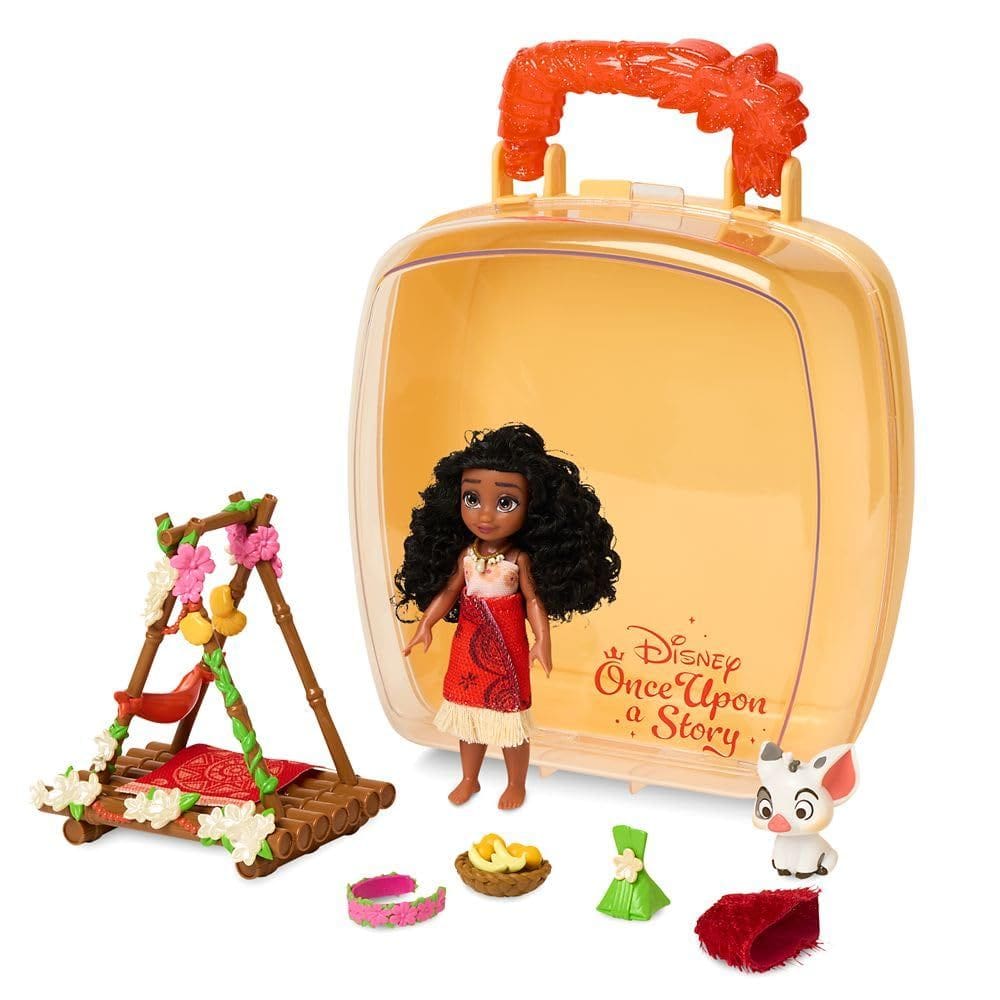 Mini conjunto de brinquedos para bonecas Disney Store Princess Moana 13 cm com acessórios