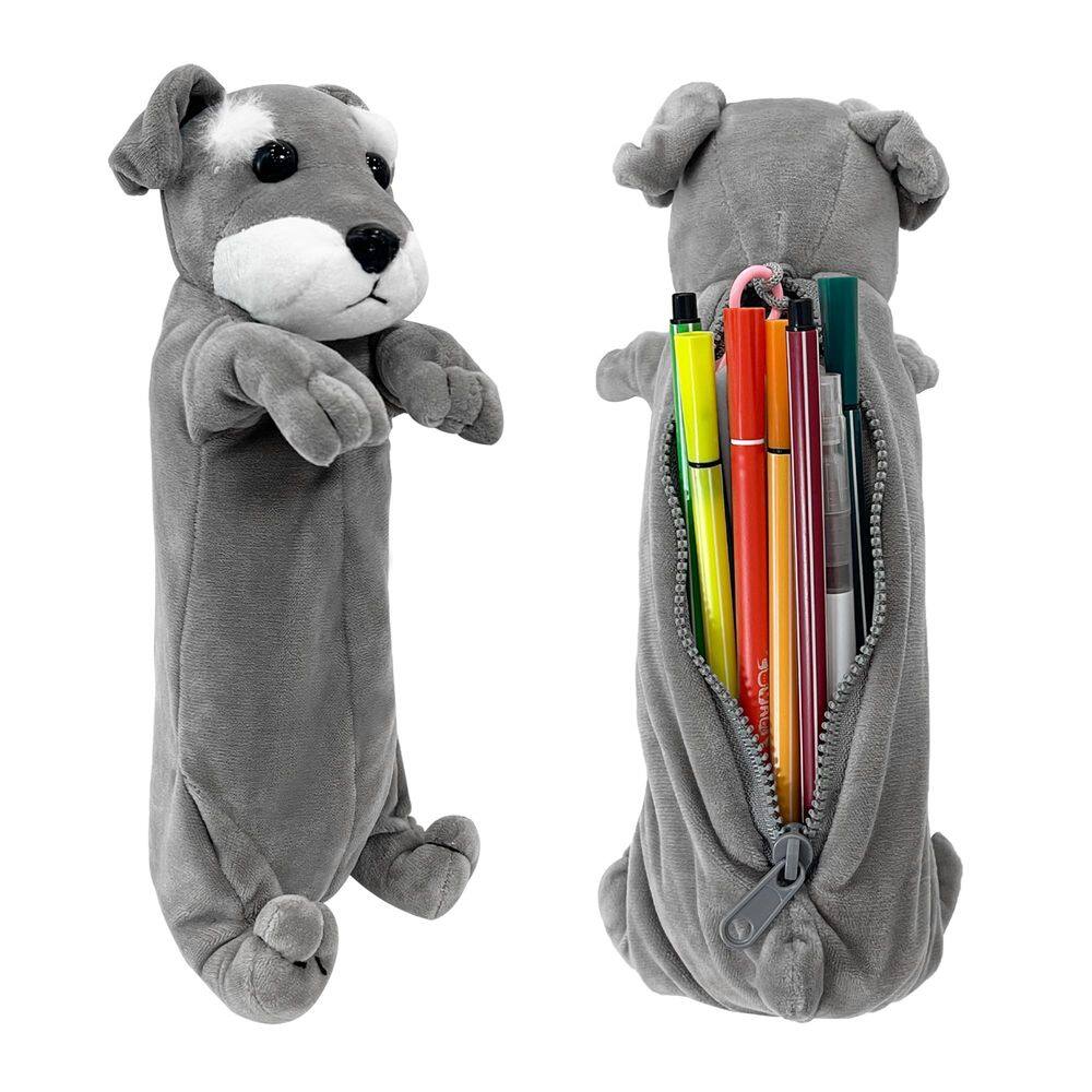 Estojo de lápis BB FUN HOUSE Schnauzer 3D Plush Dog para crianças