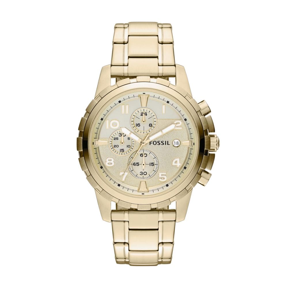 Relogio Fossil Dean FS4867IE em aço inoxidável dourado para homens