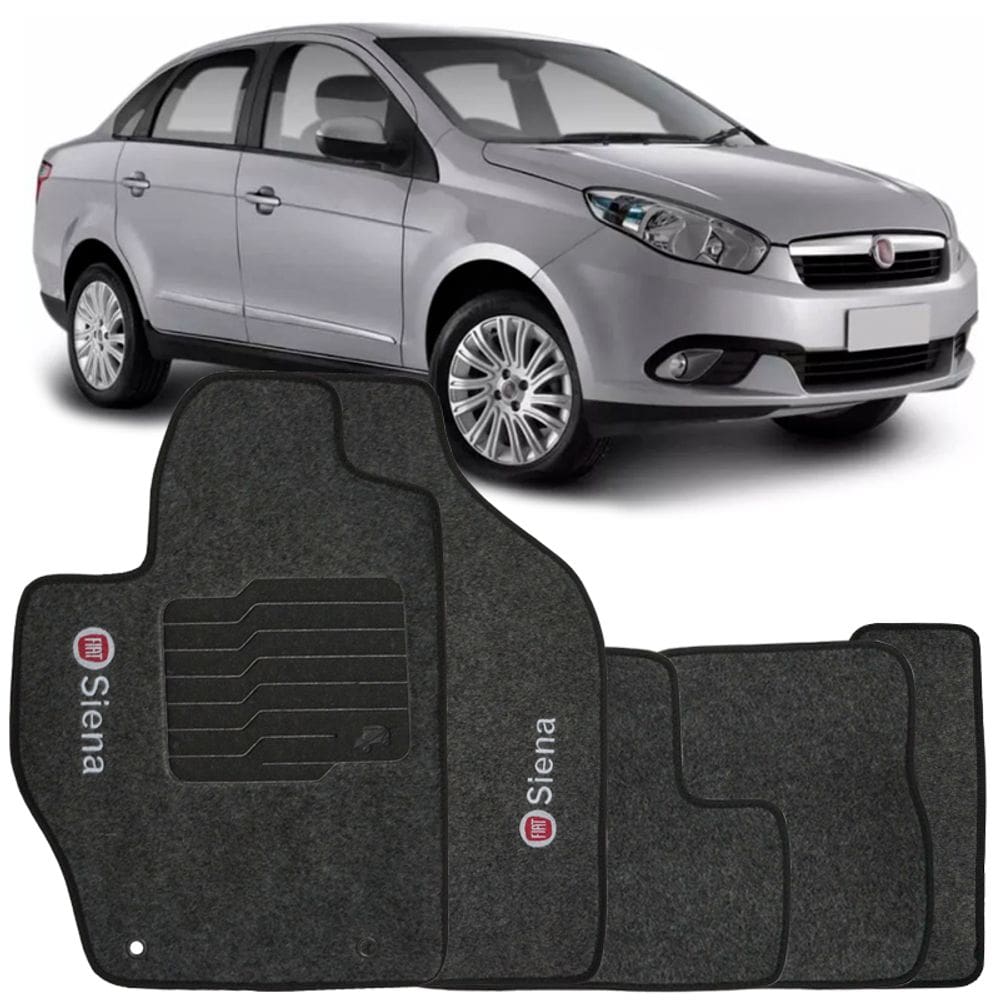 Jogo de Tapete Automotivo Carpete Fiat Siena 2012 à 2017 Soft Logo Bordado 5 Peças