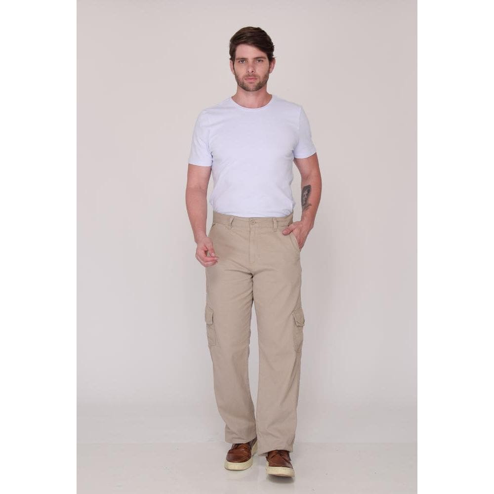 Calça Cargo Macaw Sarja 7888 Bege Escuro [F075]