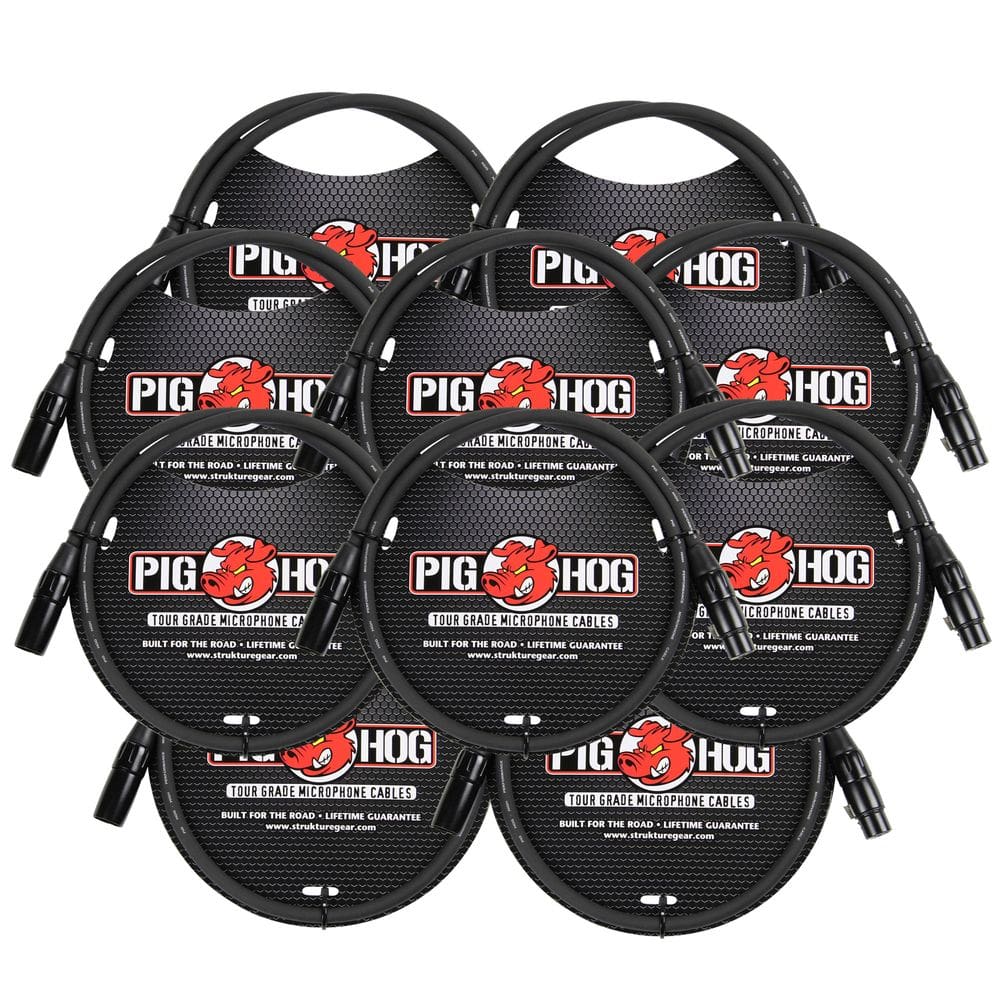 Cabo de microfone Pig Hog XLR 8mm macho para fêmea 1m